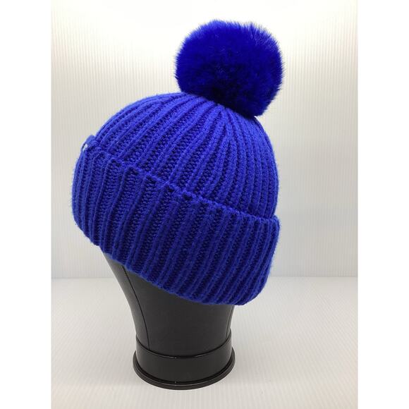 Steve Madden Blue Stocking Cap Beanie Pom Women’s - Picture 2 of 4